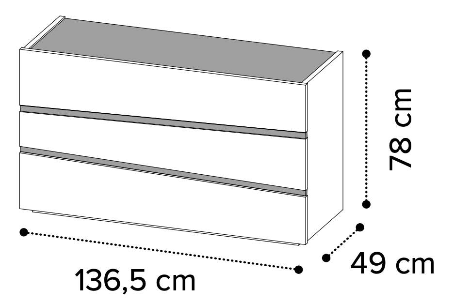 Размеры низкого комода Camelgroup ALBA, 167CMS.01MC